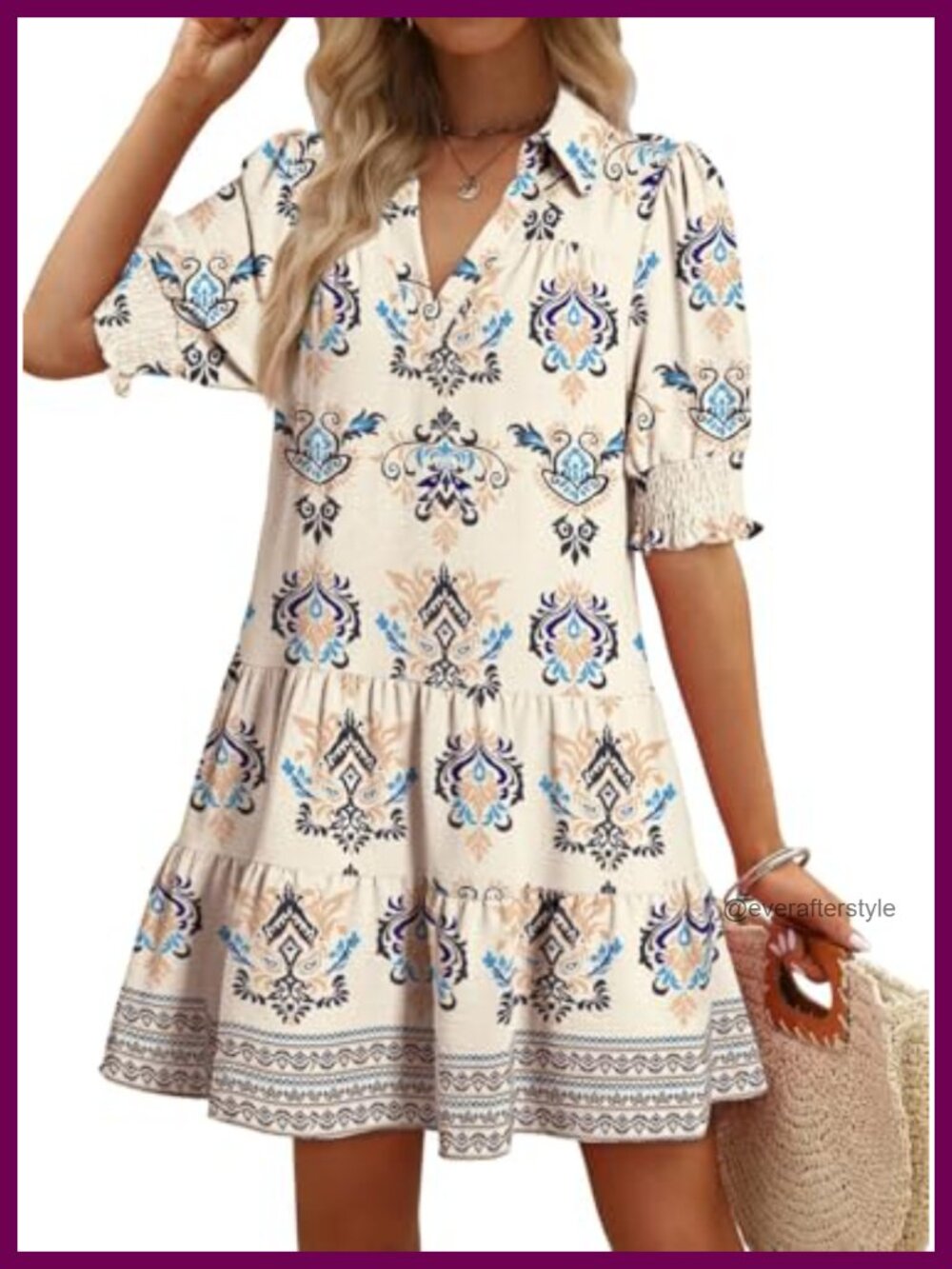 Pleated A-Line Midi Dress Lapel Collar Short Sleeve Casual